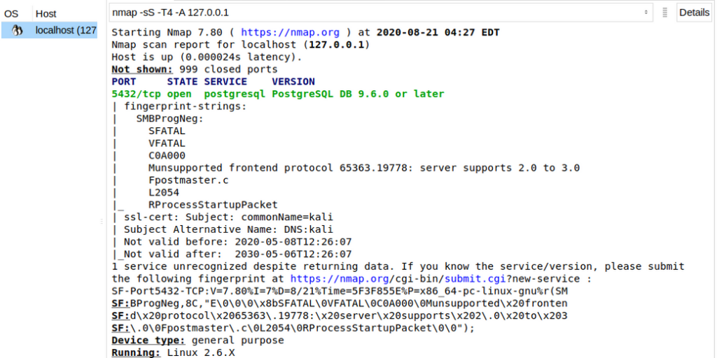 Zenmap, de grafische interface van Nmap