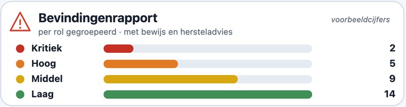 Bevindingenrapport met aantallen per risiconiveau
